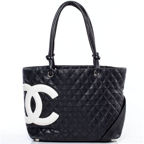 chanel cambon ligne tote black white